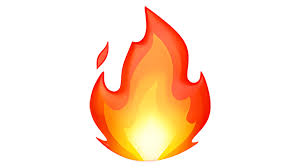 A burning emoji, symbolizing fire, depicted on a white background